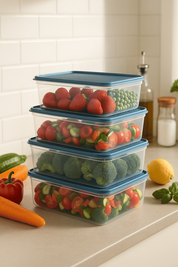 Smart Container 4 Lü Buzdolabı Derin Dondurucu Saklama Kabı Set Mavi