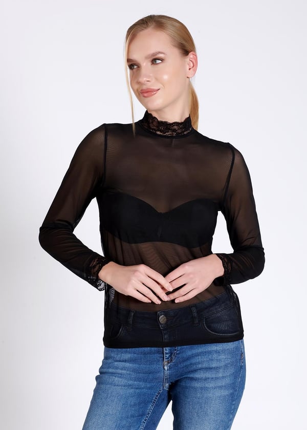 Tamamı Tül Uzun Kollu T-shirt