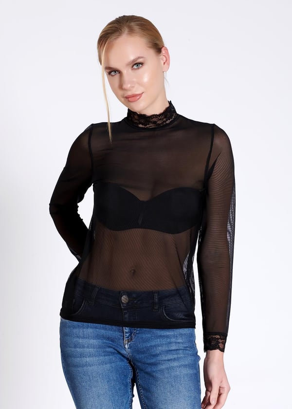 Tamamı Tül Uzun Kollu T-shirt