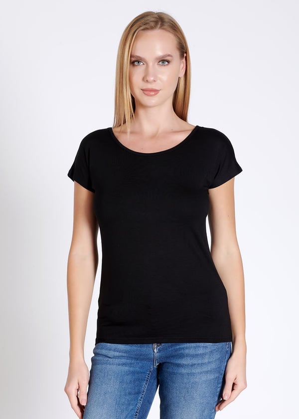 Sırtı V Dekolteli Kadın T-shirt