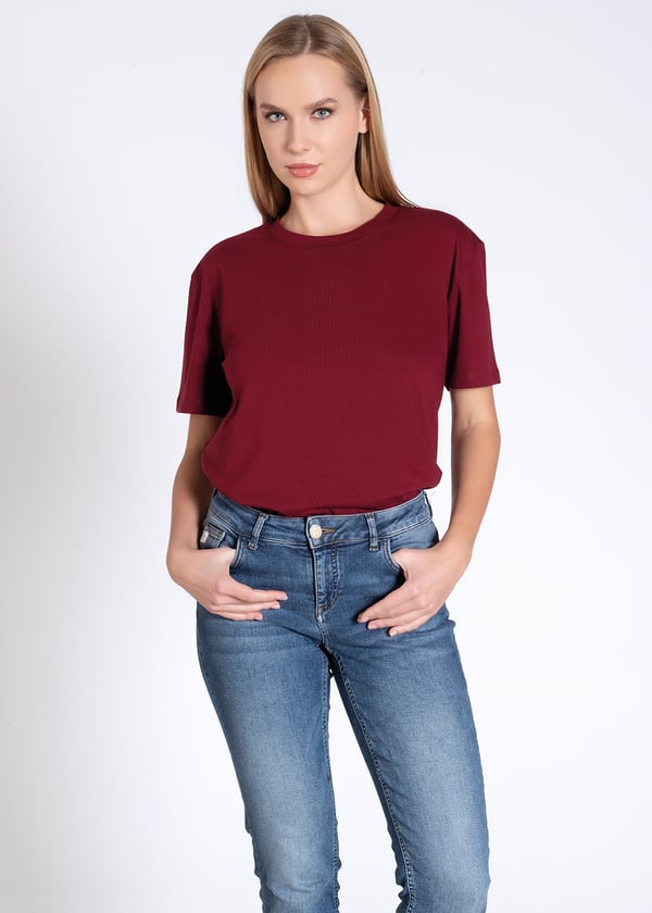 %100 Pamuk Bisiklet Yaka Oversize Kadın T-shirt