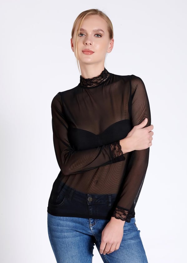 Tamamı Tül Uzun Kollu T-shirt