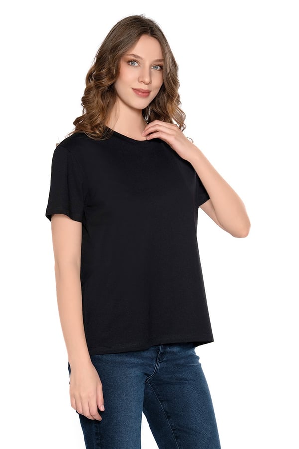 %100 Pamuk Bisiklet Yaka Oversize Kadın T-shirt