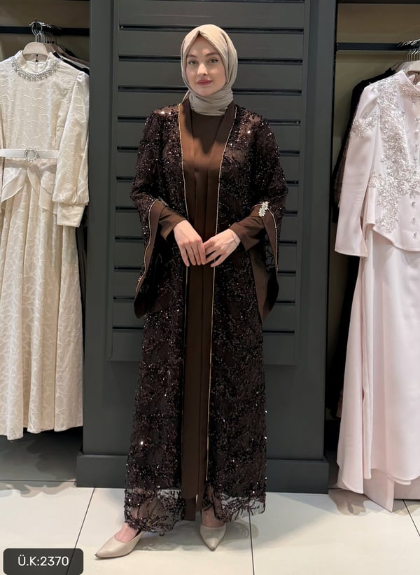 PAYET DETAY ABAYA KAHVE