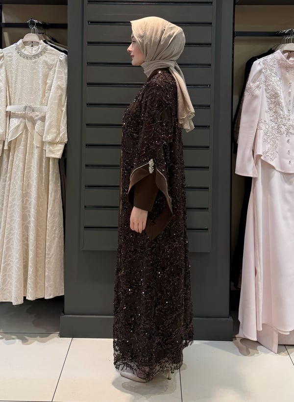 PAYET DETAY ABAYA KAHVE