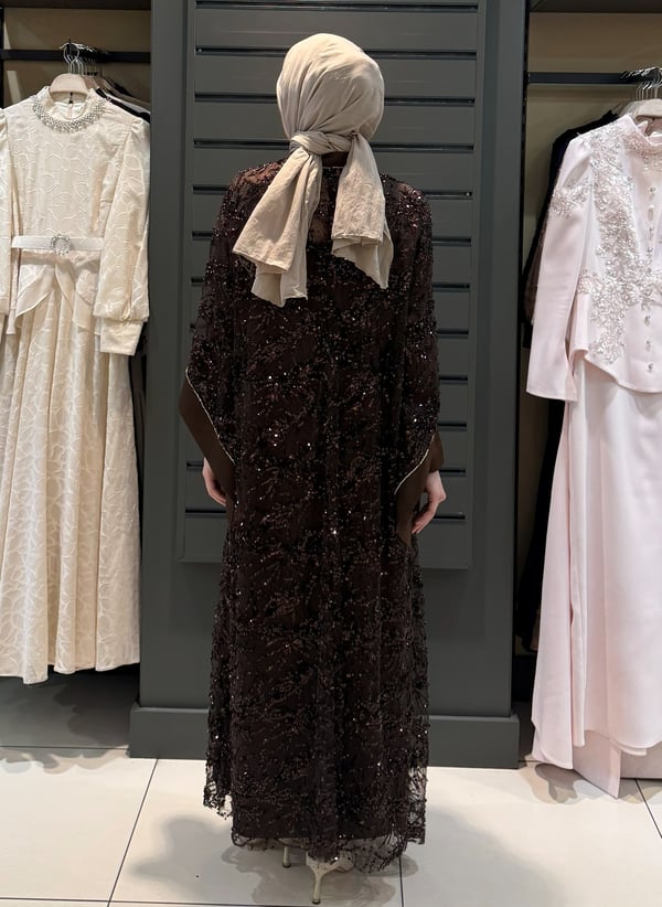 PAYET DETAY ABAYA KAHVE