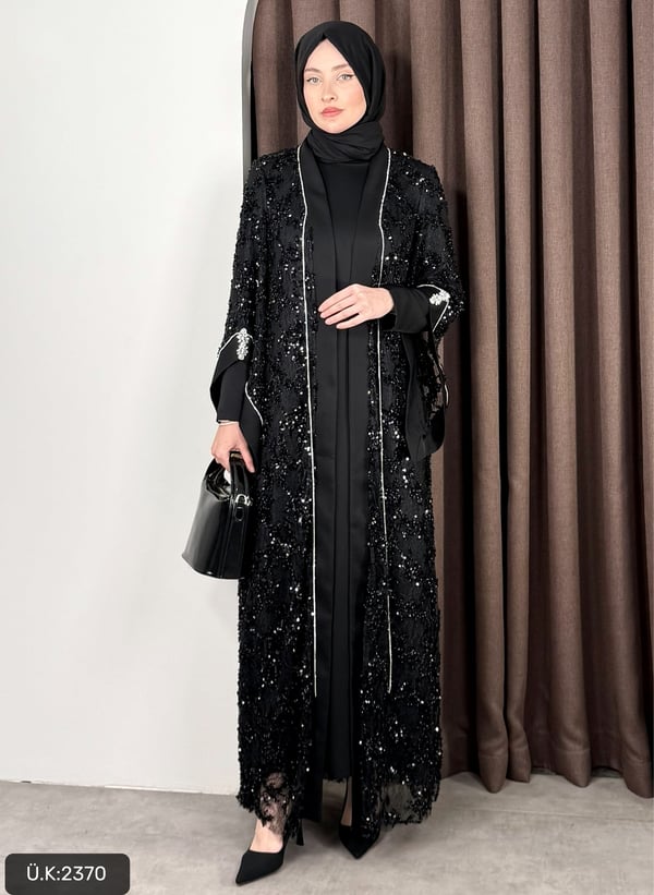 PAYET DETAY ABAYA SİYAH