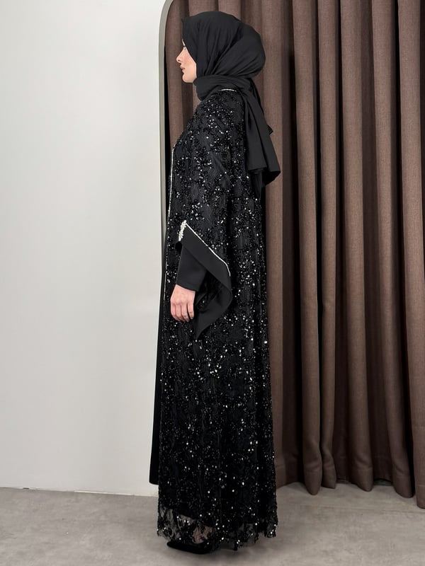 PAYET DETAY ABAYA SİYAH