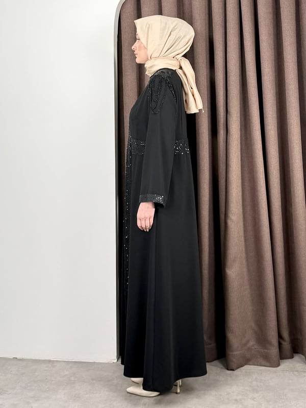 PAYET DETAY ABAYA TAKIM SİYAH