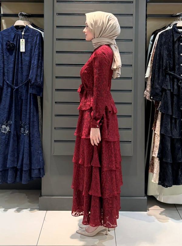 PRENSES ELBİSE BORDO
