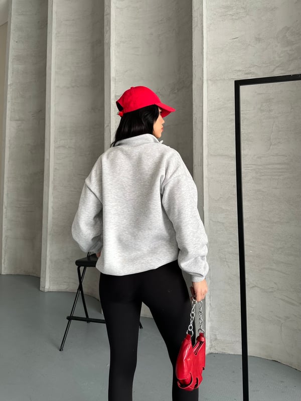 Down Town Baskı Sweaters Gri