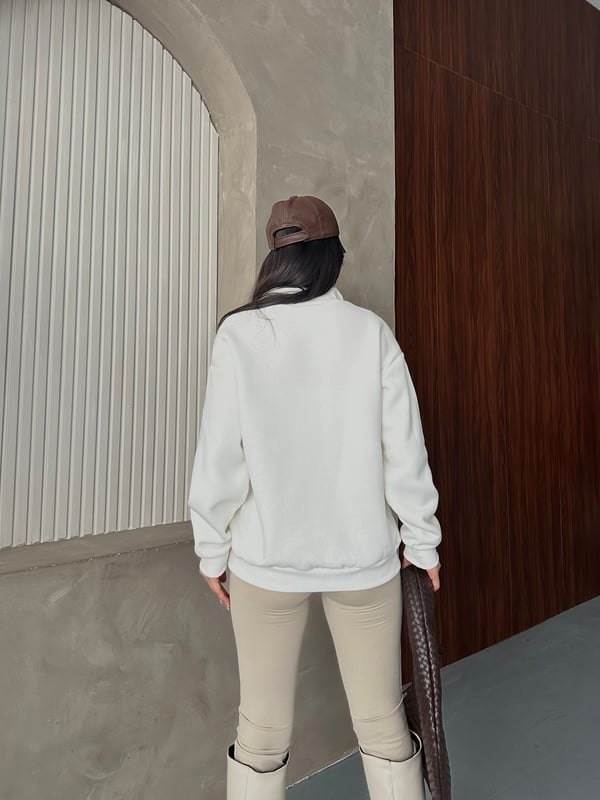 Down Town Baskı Sweaters Krem