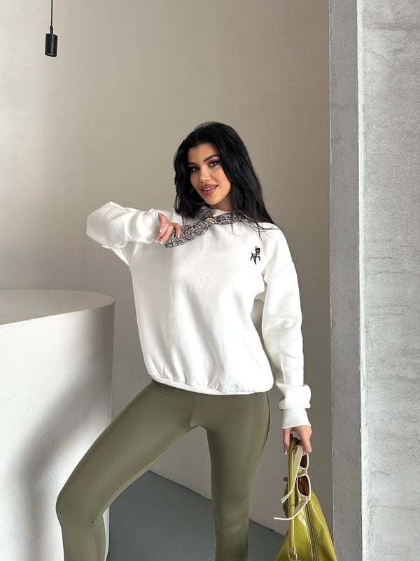 Fularlı Basit Sweaters Krem
