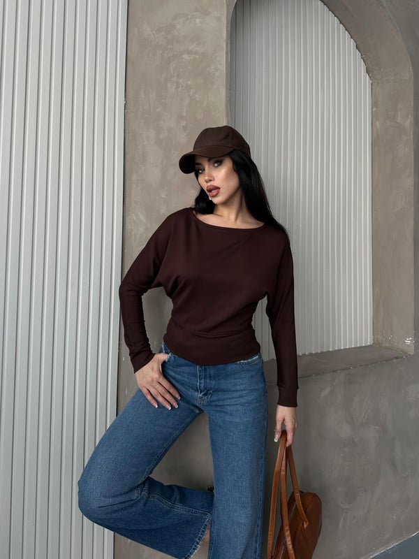 Oys Kayık Yaka Bluz Kahve