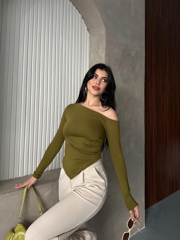 Oysh Yan Pileli Bluz Yeşil
