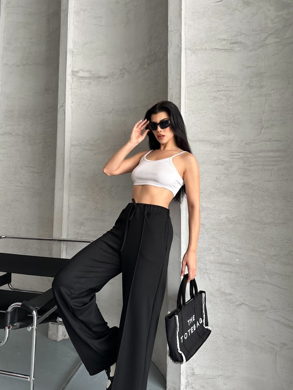 Oysho Çimalı Pantolon Siyah
