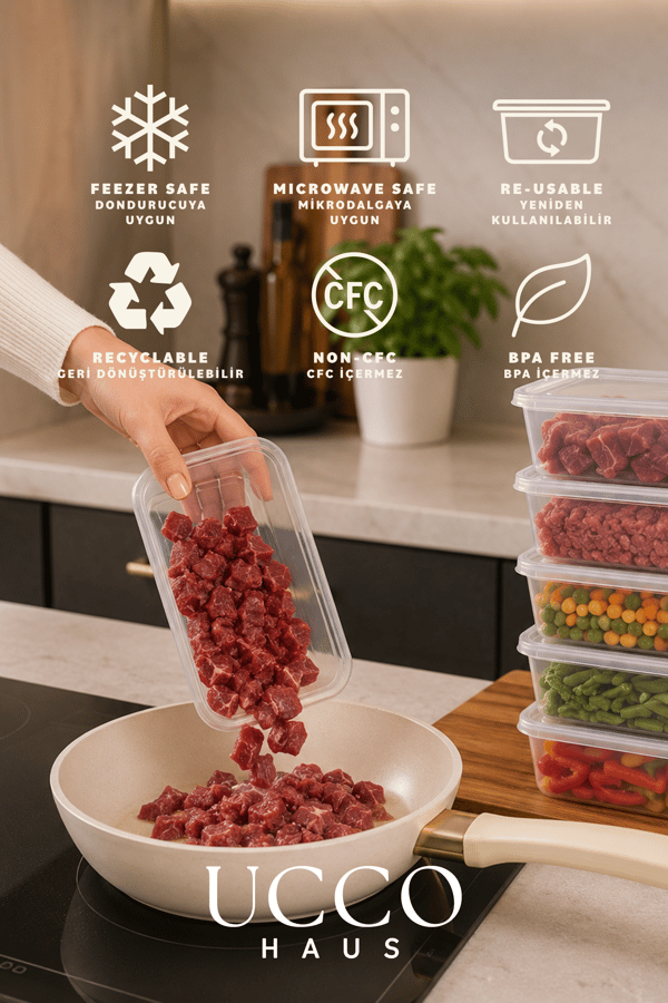 10 Adet 500ml Ekonomik Plastik Buzdolabı Dondurucu Erzak Sızdırmaz Saklama Kabı Buzluk Organizer