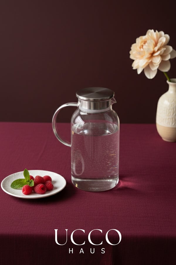 1800 ml Premium Borosilikat Cam Sürahi Vakum Kapaklı Modern Pinterest Karaf Detox Limonata Meşrubat