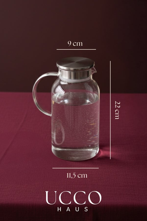 1800 ml Premium Borosilikat Cam Sürahi Vakum Kapaklı Modern Pinterest Karaf Detox Limonata Meşrubat