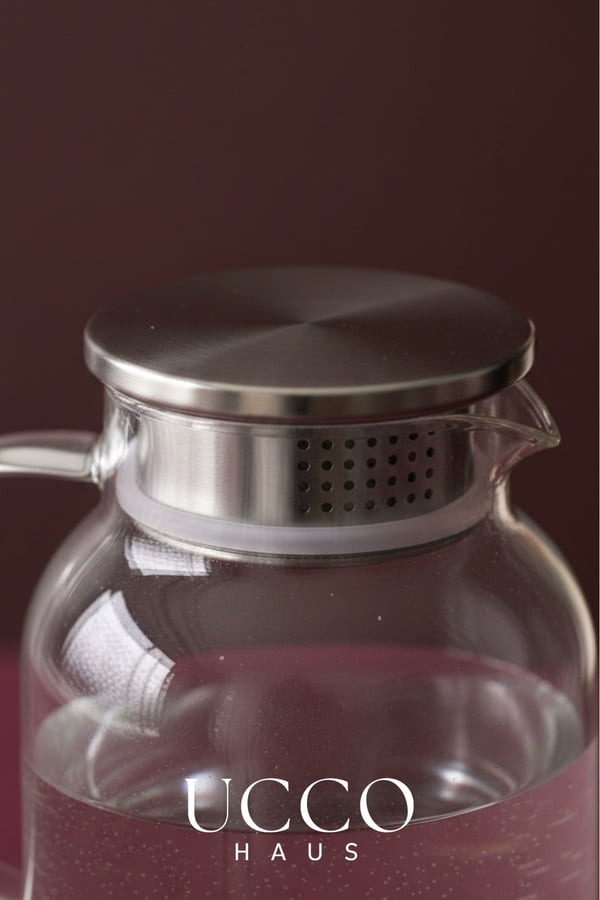 1800 ml Premium Borosilikat Cam Sürahi Vakum Kapaklı Modern Pinterest Karaf Detox Limonata Meşrubat