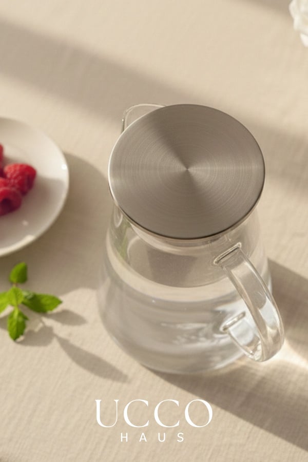 1800 ml Premium Borosilikat Cam Sürahi Vakum Kapaklı Modern Pinterest Karaf Detox Limonata Meşrubat