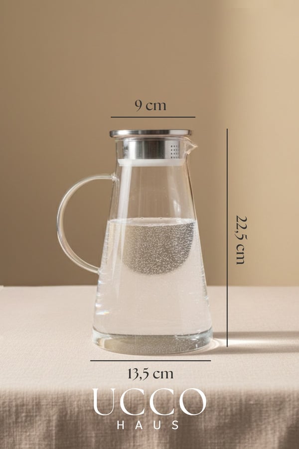 1800 ml Premium Borosilikat Cam Sürahi Vakum Kapaklı Modern Pinterest Karaf Detox Limonata Meşrubat