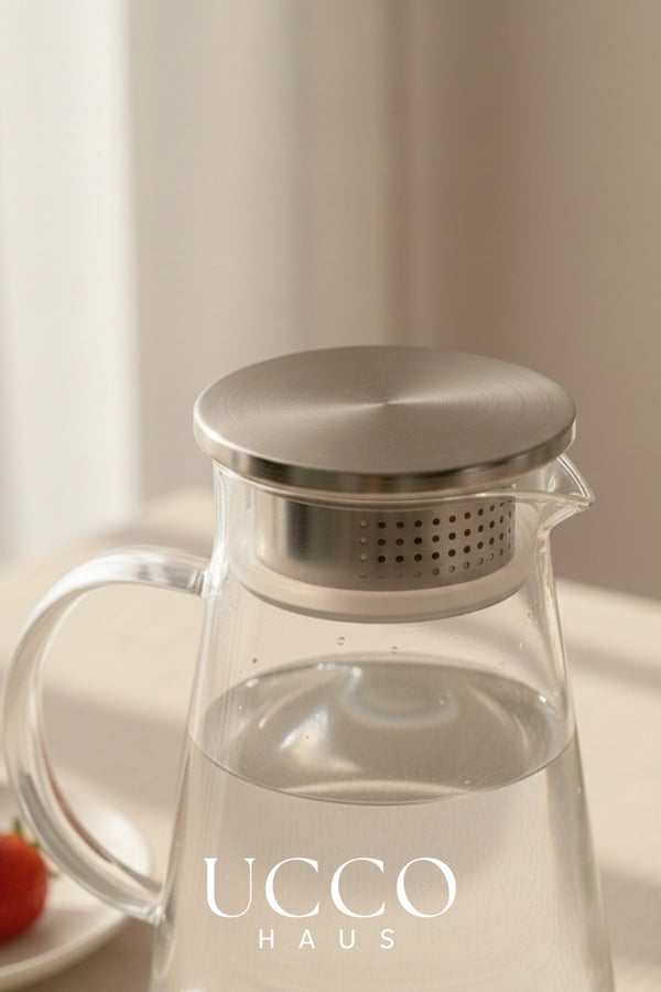 1800 ml Premium Borosilikat Cam Sürahi Vakum Kapaklı Modern Pinterest Karaf Detox Limonata Meşrubat