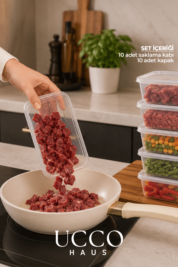 20 Adet 650 ml Buzluk & Mikrodalga Sızdırmaz Saklama Kabı Seti Buzluk Organizer