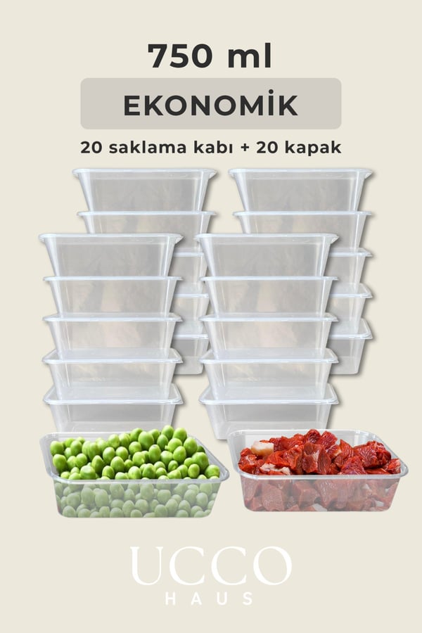 20 Adet 750ml Saklama Kabı Seti – Plastik Buzluk, Erzak, Yemek Hazırlık & Mutfak Düzenleme Kutuları