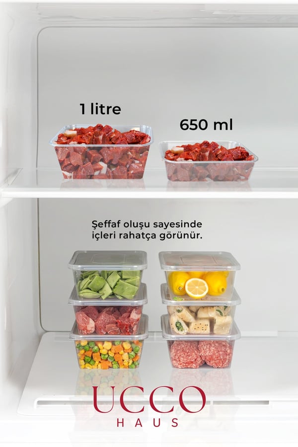 20(10+10) Adet Ekonomik Saklama Kabı Seti – 10x650 ml 10x1000 ml Mikrodalga Buzluk Dondurucu Erzak