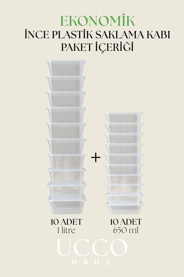 20(10+10) Adet Ekonomik Saklama Kabı Seti – 10x650 ml 10x1000 ml Mikrodalga Buzluk Dondurucu Erzak