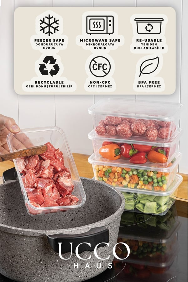 250 ADET 650 ml Ekonomik Buzdolabı Dondurucu Erzak Sızdırmaz Saklama Kabı Seti Buzluk Organizer
