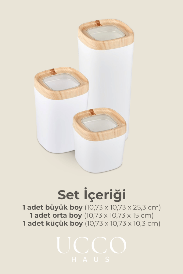 3'lü Lüx Vakum Kapaklı Silikon Contalı Erzak Saklama Kabı Bakliyatlık Baharatlık Mutfak Organizer
