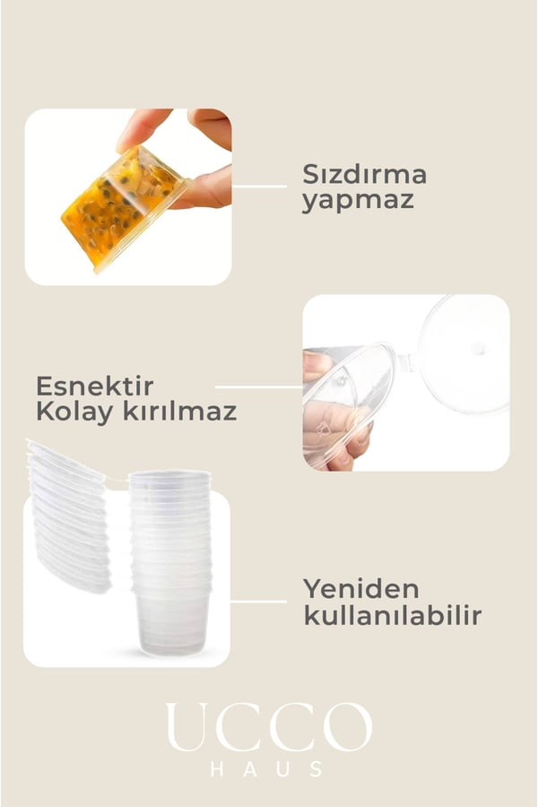 50 Adet 30 ml Sızdırmaz Kapaklı Sosluk Buzluk Saklama Kabı, Et Suyu, Kemik Suyu Mutfak Organizeri