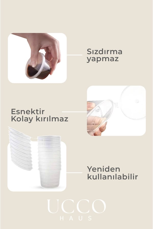 50 Adet 90 ml Sızdırmaz Kapaklı Sosluk Buzluk Saklama Kabı, Et Suyu, Kemik Suyu Mutfak Organizeri