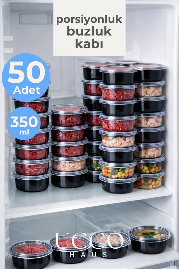 50'li 350 ml Kıyma Et Sos Kemik Suyu Sebze Saklama Kabı Sızdırmaz Mikrodalga Buzluk Düzenleyici