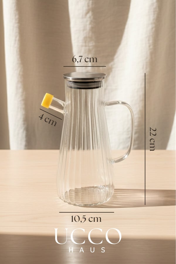 900 ml Vakum Kapaklı Borosilikat Cam Yağlık Sirkelik Sürahi Yağdanlık