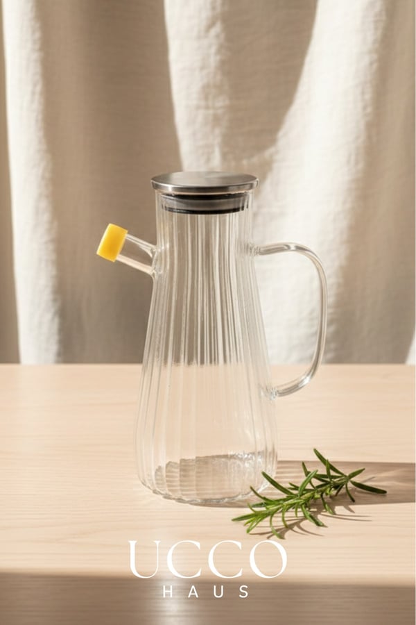 900 ml Vakum Kapaklı Borosilikat Cam Yağlık Sirkelik Sürahi Yağdanlık