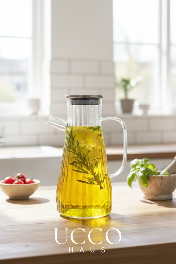 900 ml Vakum Kapaklı Borosilikat Cam Yağlık Sirkelik Sürahi Yağdanlık