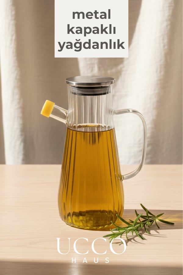 900 ml Vakum Kapaklı Borosilikat Cam Yağlık Sirkelik Sürahi Yağdanlık