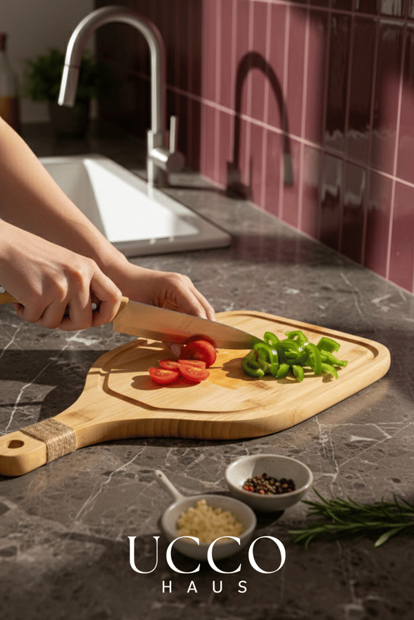 Bambu Kesme Sunum Tahtası 40 cm Orta Boy – , Sağlıklı, Dayanıklı Sunumluk Şarküteri