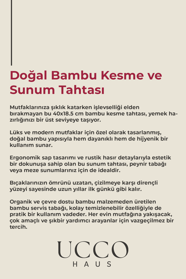 Bambu Kesme Sunum Tahtası 40 cm Orta Boy – , Sağlıklı, Dayanıklı Sunumluk Şarküteri
