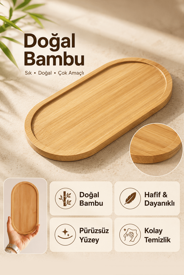 Bambu Yağlık Standı – 2 Bölmeli Sunumluk | Yağlık Altlığı, Baharatlık Standı, Sabunluk Tepsi