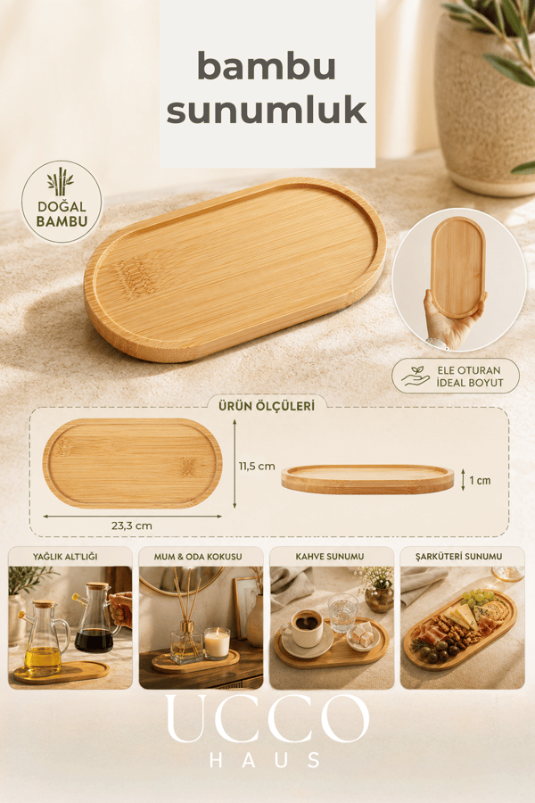 Bambu Yağlık Standı – 2 Bölmeli Sunumluk | Yağlık Altlığı, Baharatlık Standı, Sabunluk Tepsi