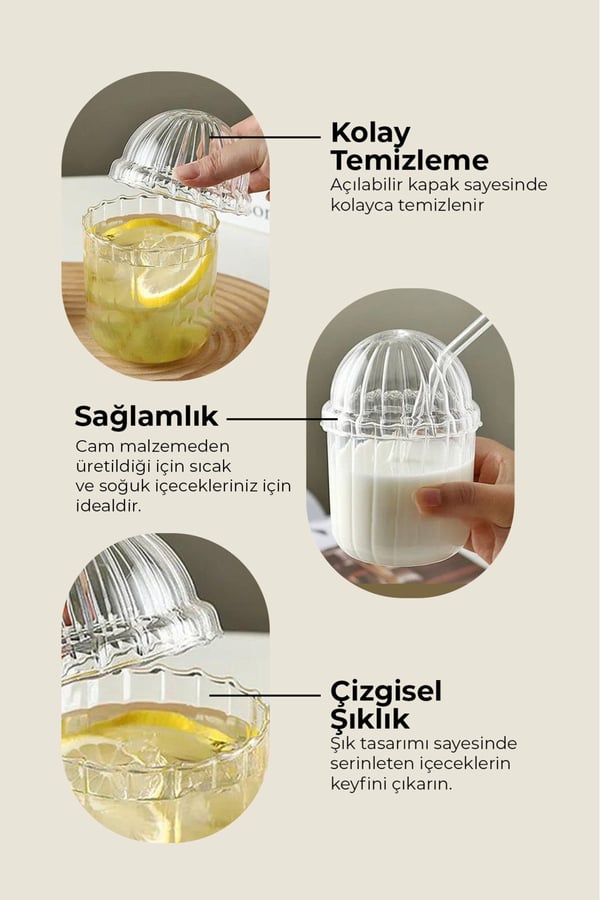 Cam Pinterest Bardak, Cam Pipetli Kahve Limonata Meşrubat Çay Kokteyl Sunum Bardağı