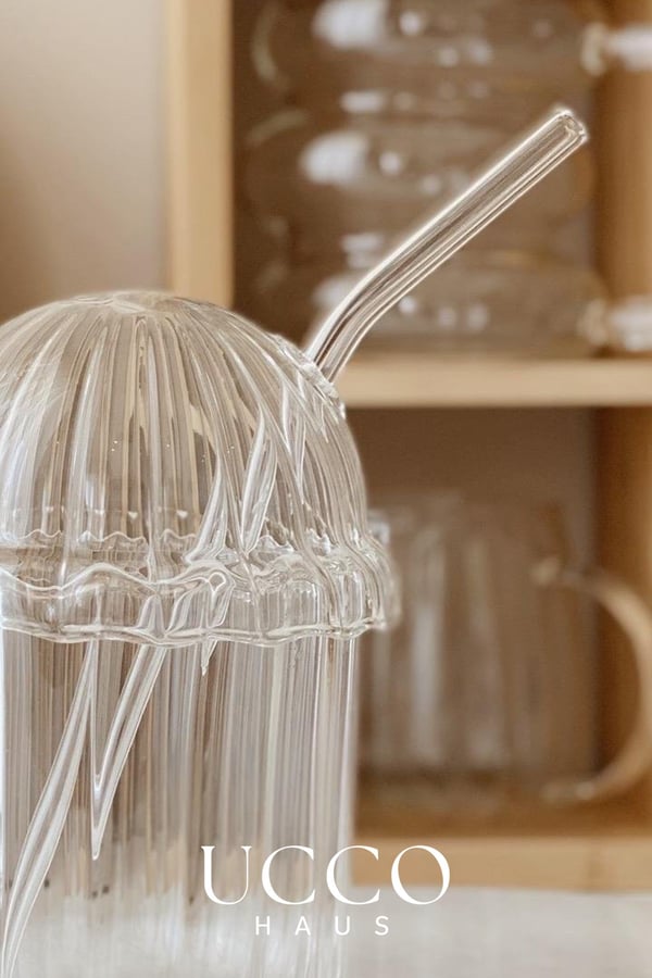 Cam Pinterest Bardak, Cam Pipetli Kahve Limonata Meşrubat Çay Kokteyl Sunum Bardağı