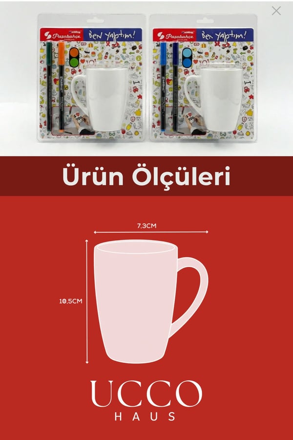 DIY Kupanı Kendin Tasarla Seti - 1 Adet Paşabahçe Porselen Kupa x 2 Edding Kalem Sevgililer Günü