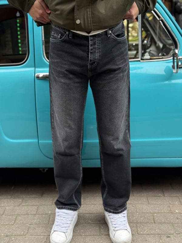 Antrasit Straight Fit Denim Pantolon