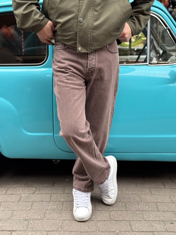 Kahverengi Straight Fit Denim Pantolon