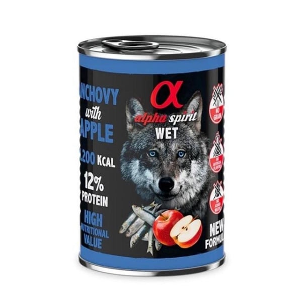 Alpha Spirit Yetişkin Köpek Konservesi Hamsili Elmalı 400 gr